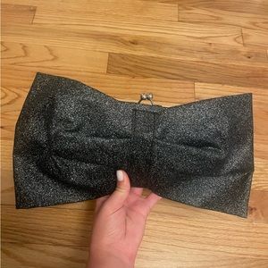 JB Julie Brown sparkly, black, bow clutch